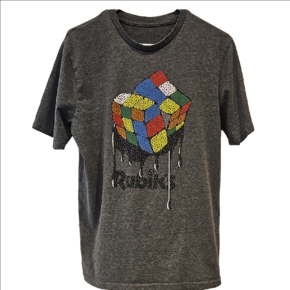 RUBIKS T-Shirt Rubicks graphic grey Men's Gray Graphic M (missing tags)